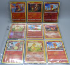 18 Charmander and Charmelon Pokemon cards including cards from vintage sets, including 9 holographic