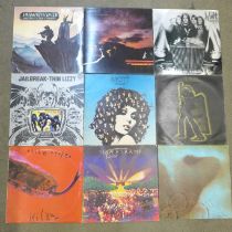Ten 1970s rock LP records, Hawkwind, Genesis, Mott the Hoople, etc.