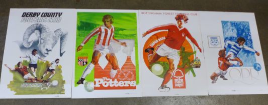 Five original football club posters printed in the 1980s by Activity Promotions, Nottingham