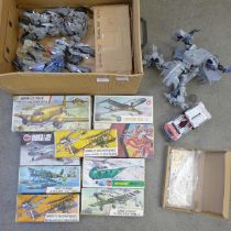 A collection of vintage models, (x12), including Airfix, and Transformer toys, (x6)