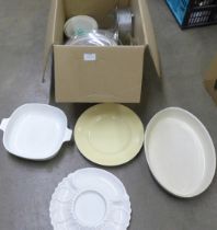 A collection of kitchenware and three artichoke plates **PLEASE NOTE THIS LOT IS NOT ELIGIBLE FOR