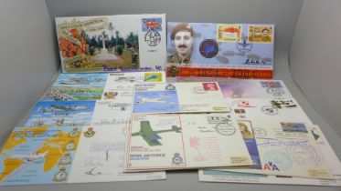 Stamps; military related covers signed by military personnel including three VC recipients, (