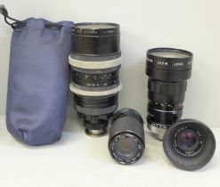 Camera lenses; Apollo MC TV Lens 1:18 f=15-150mm; Cosmicar Television zoom lens 22.5-90mm 1:1.5,