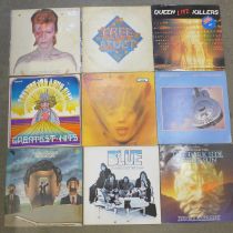 Eleven LP records and one 12" single, mainly rock, artists including Free, Queen, Rolling Stones and