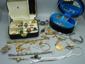 Two boxes of costume jewellery