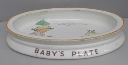 A Shelley Mabel Lucie Attwell baby's plate, chips to rim