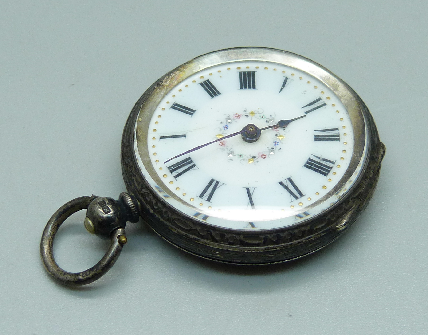 An engraved silver fob watch, Birmingham 1887 - Bild 2 aus 4