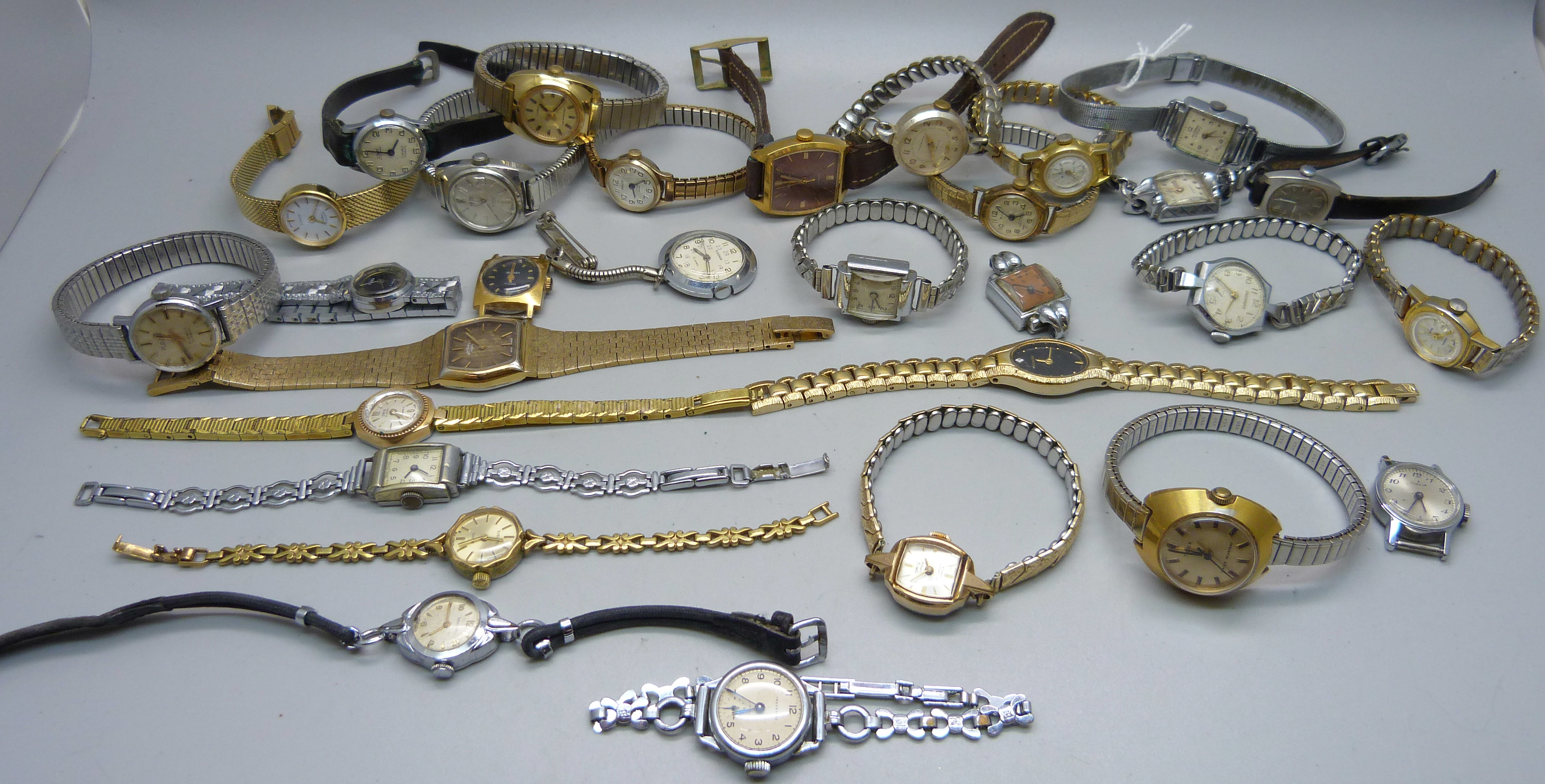 A collection of lady's wristwatches including Oris, Timex, Accurist, Sekonda, Rotary, etc.