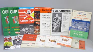Nottingham Forest programmes including 1959 Cup Final, other cup, testimonials and handbooks