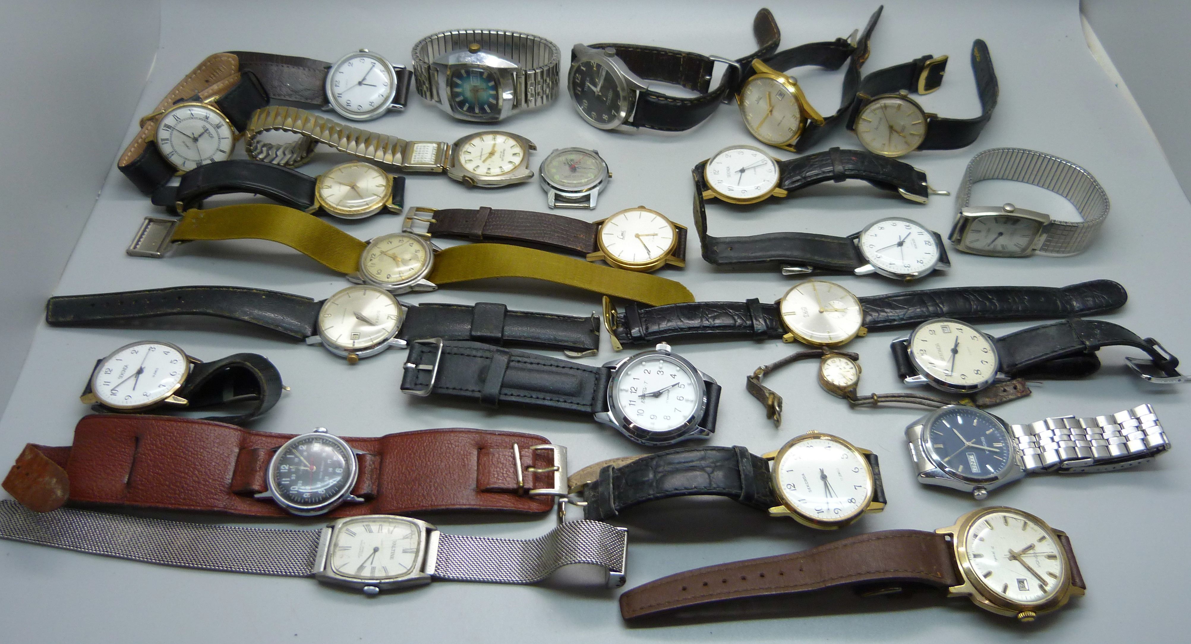 A collection of gentleman's wristwatches including Timex and Sekonda