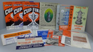 Sixteen FA Cup, Scottish Cup and League Cup Football programmes