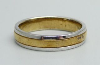 A 9ct two-colour gold wedding ring, 3.6g, L/M