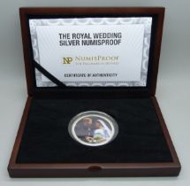 A 925 silver 2oz. proof coin, The Royal Wedding, (2017), Silver Numisproof, cased, 004/495