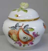 A Hungarian lidded pot, marked Herend, hand painted 6090/BFRN backstamp
