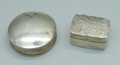 Two silver pill boxes