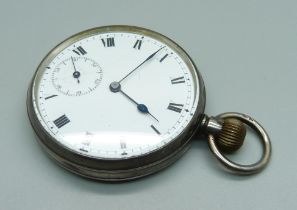 An engine turned silver cased pocket watch, London import mark for 1910
