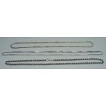 Three silver necklaces, 44cm to 50cm approximately