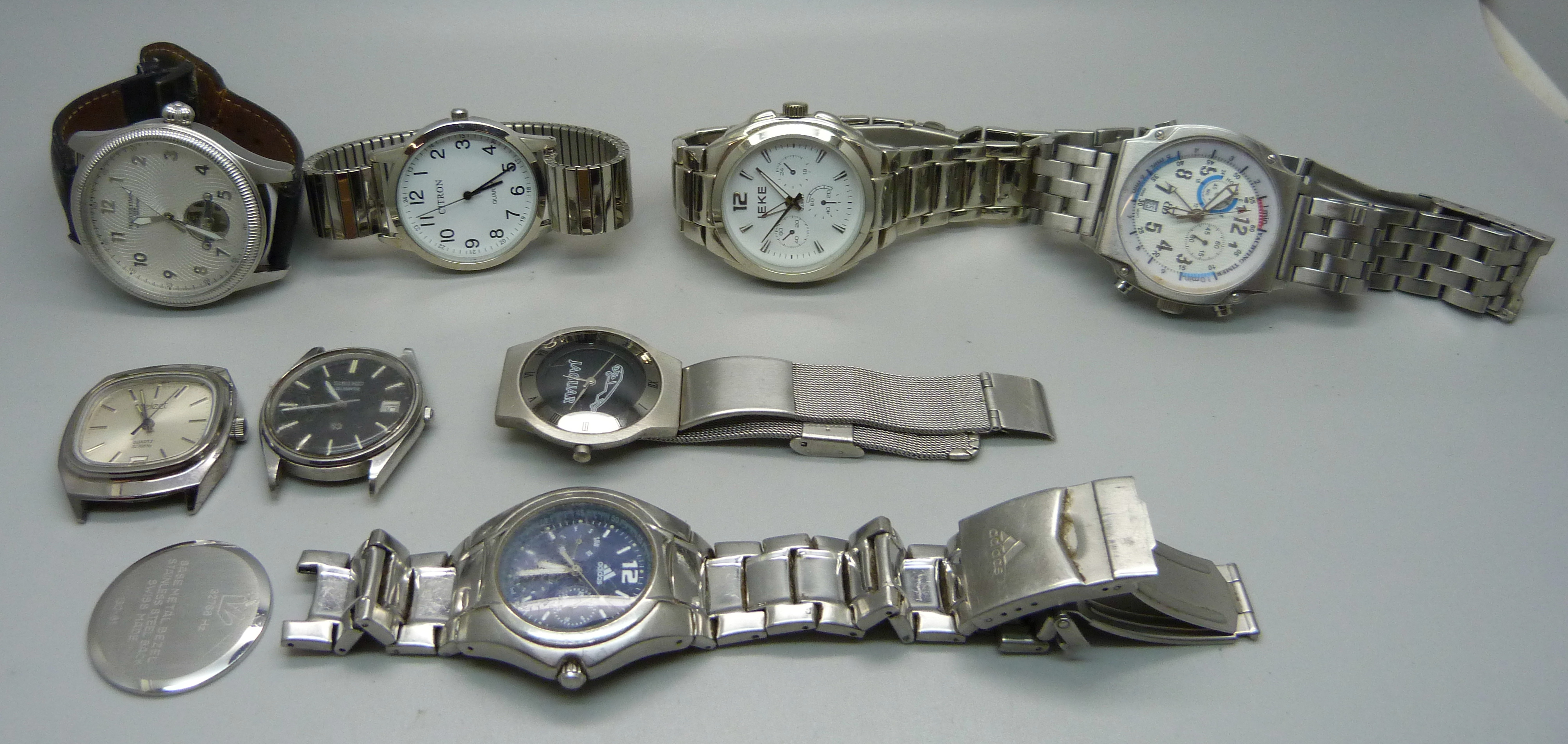 A collection of wristwatches including Seiko and Citron
