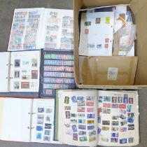 Stamps; a box of stamps, covers, etc., loose and in albums