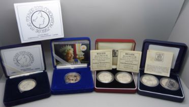 The Royal Mint, six silver proof 1oz. coins, 2002 Golden Jubilee, 2003 Coronation Jubilee, pair of