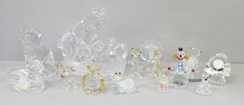 A collection of Swarovski and other lead crystal figures