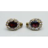 A pair of 9ct gold, garnet and zircon earrings, 4.2g