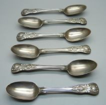 A set of six Victorian silver spoons, William Eaton, London 1843, 206g