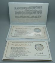 Two 1973 Royal Wedding Medallic First Day Covers, sterling silver