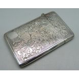 A finely engraved silver card case, Birmingham 1901, 57g, 50mm x 80mm