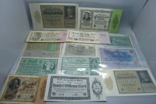 Forty German banknotes