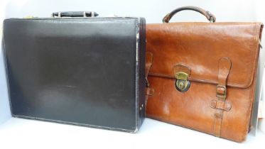 A Texier leather attache/document case and a Pierre Cardin combination lock briefcase (000