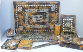 An Egyptian leather desk set (10 items)