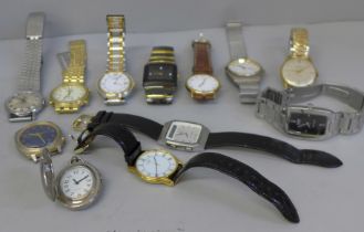 A collection of wristwatches including Timex, Rotary and Citizen