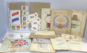 A collection of cigarette cards, Kensington silks National Flags, a large BDV League Colours
