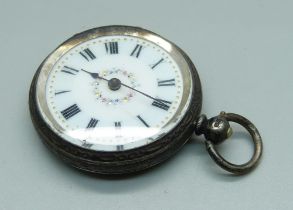 An engraved silver fob watch, Birmingham 1887