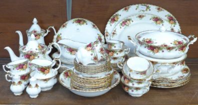 Royal Albert Old Country Roses china including two tureens, tea service, coffee pot, five soup bowls