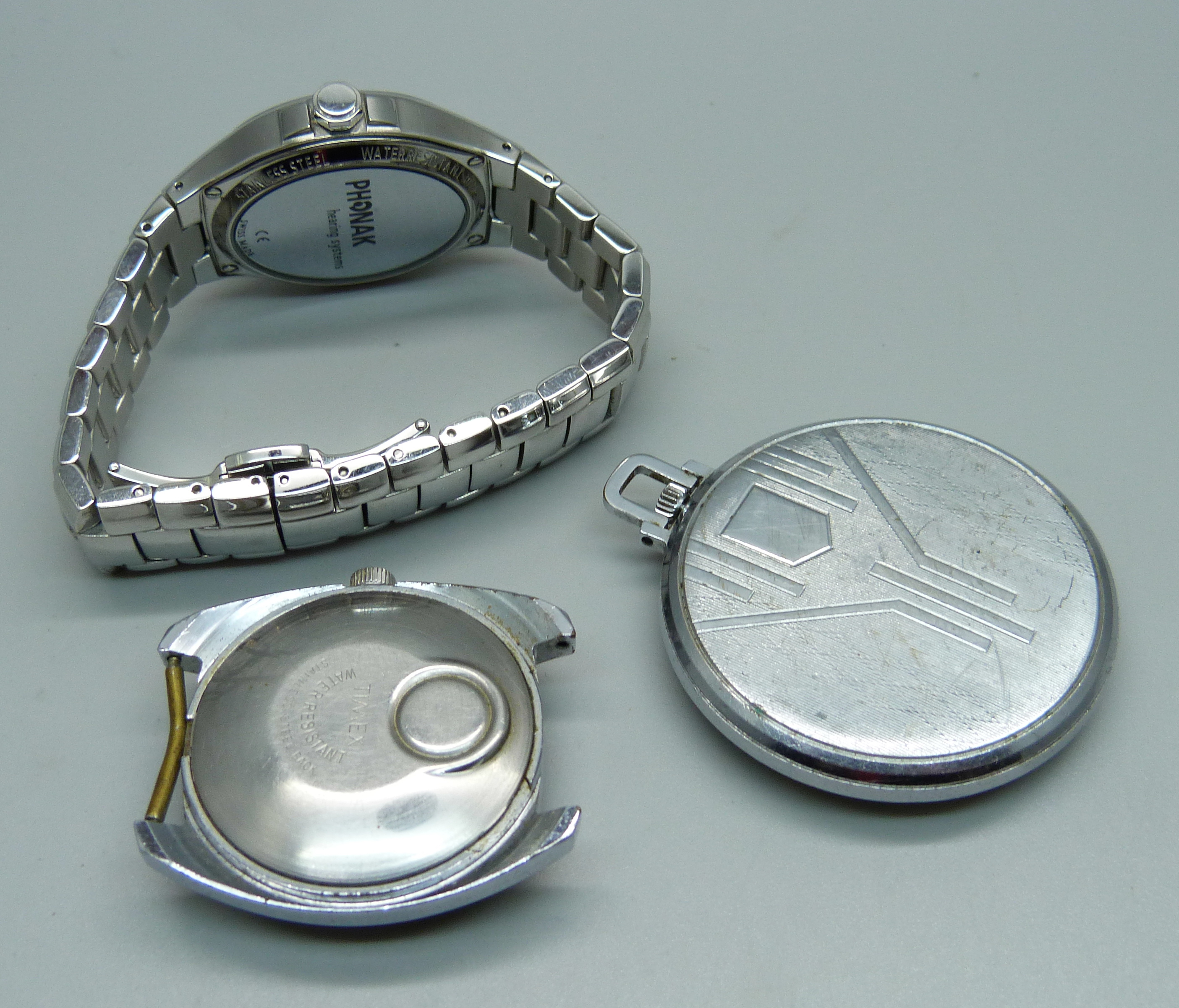 An Oris pocket watch, a Timex Electric wristwatch with day/date and a Phonak Hearing Systems - Bild 5 aus 5