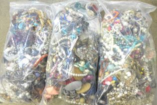 Three bags of costume jewellery