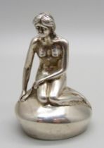 A Danish silver Little Mermaid figure, 100g, 53mm, (possibly weighted)