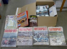 A collection of 1970s Auto Sport magazines, complete, rally maps and stage notes and other