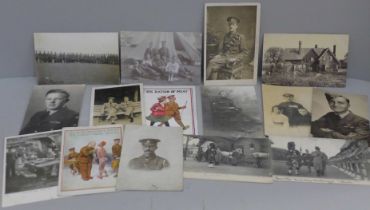 A collection of twenty-three military related postcards