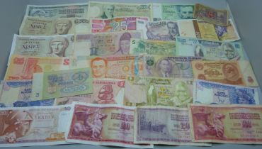 Fifty foreign banknotes