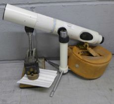 A Shaw & Blake Ltd. desk stamp, a Midland Bank money purse, a/f, and a Telesport zoom telescope **