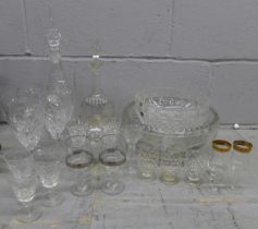 A collection of glassware including drinking glasses, decanters, etc. **PLEASE NOTE THIS LOT IS