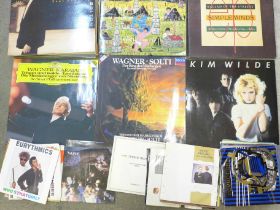 1980s vinyl records, nineteen LP records including Talking Heads, Bronski Beat and Simple Minds,