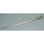 A silver letter opener, Asprey & Co., 1973, 59g, 25cm