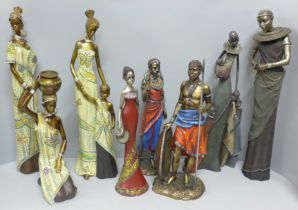 A collection of African figures including Sherratt & Simpson, Leonardo, etc. (8)