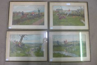 A set of four hunting scene prints, framed