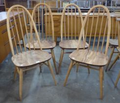 A set of four Ercol elm and beech Quaker chairs