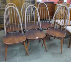 A set of six Ercol elm and beech Quaker chairs